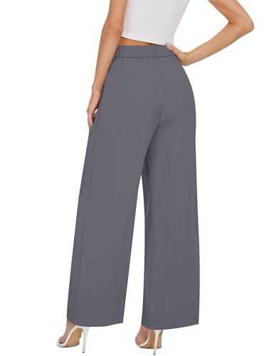 Wide Leg Pants for Women Business Casual Palazzo Pant High Waisted Dressy Flowy Work Office Trousers with Pockets4