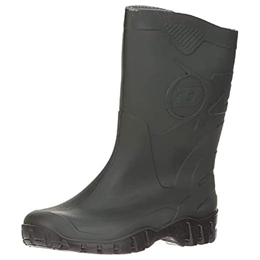 Dunlop, halvhöga gummistövlar, lättare att sätta på och ta av, lämplig för bredare vader, Grön svart sula, 40 EU