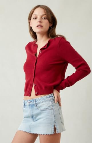 PacSun Women's Lara Light Indigo Raw Cut Low Rise Denim Mini Skirt - Multicolor2