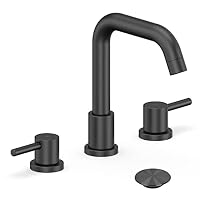 Waschbeckenarmatur Schwarz & Gold – 3-Loch Mit Pop-Up Ablauf Und CUPC Schlauch