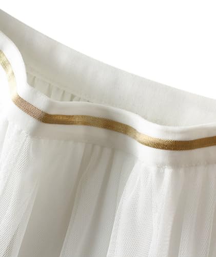 Women's Fashion Pleated Tulle Skirt Casual Elastic Waisted A Line Layered Mesh Flowy Fairy Skirts4