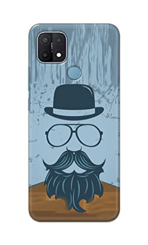 Image of PRINTFIDAA Mustache Beard and Hairstyle Hipster in Glasses Printed Designer Hard Case for Oppo A15 / A15s Back Cover -(e) RPM1002