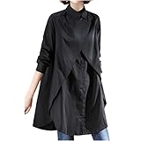 [チュナッチ] シャツ チュニック ロング 襟付き 長袖ブラウス チュニック 春 夏 秋 無地 シンプル 薄手 シワにならない 生地 袖コンシャス 切り替え 切り返し おおきいサイズ 大きめ オシャレ お洒落 きれいめ キレイメ カワイイ 黒 春秋 大人用 カジュアル フォーマル パーティー セレモニー ビジネス オフィス トロミ デザインシャツ ブラック CHF13-BKXL