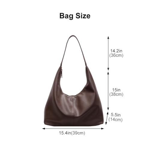 Hobo Bags for Women, PU Leather Slouchy Tote Handbag Soft Large Top Handle Crossbody Shoulder Purses with Zipper3