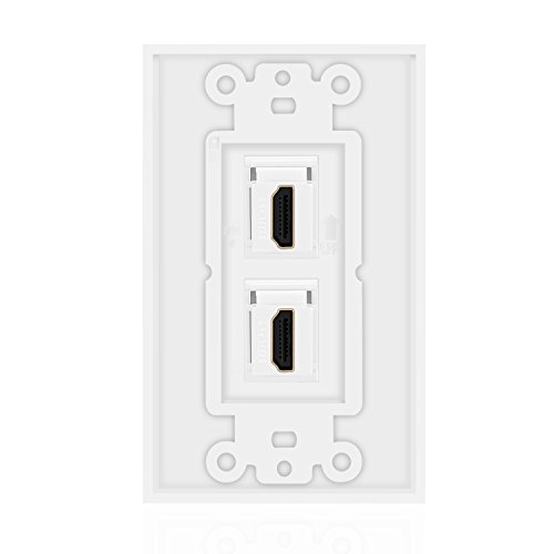 Tnp Hdmi Wall Plate (2 Port, White) Hdmi Face Plate Socket Insert Jack Outlet Panel Mount Support 4K 60Hz Hdr Arc/Earc Full Hd 3D Ethernet High Speed Cable Extension Coupler F/Projector & Home #TOP1