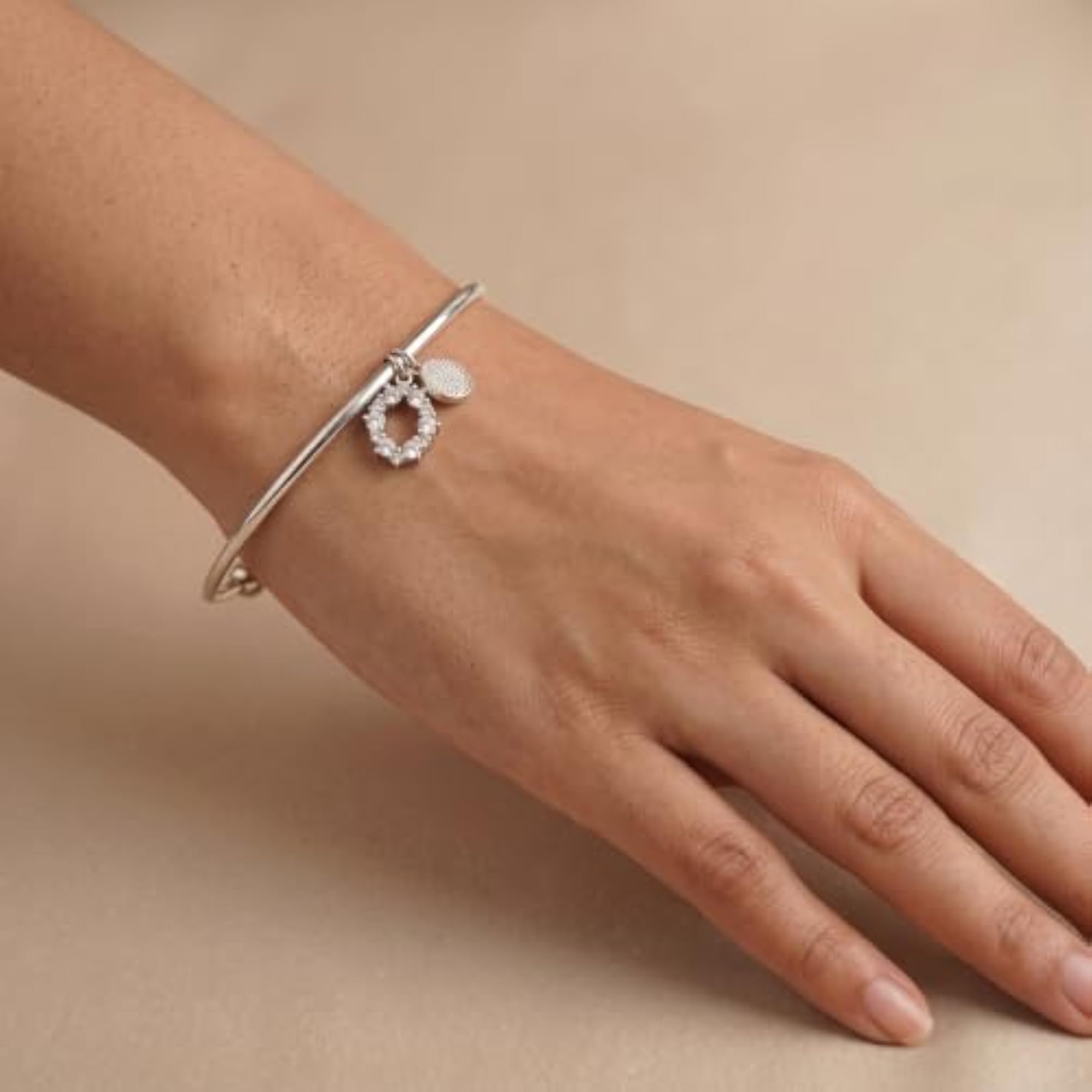 925 Sterling Silver Diamond Leaf Kada for Women