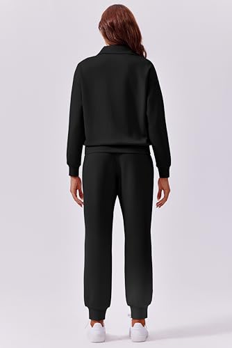 PINSPARK 2 Piece Sets for Women 2025 Fall Travel Outfits Long Sleeve Tracksuit Joggers Sets Half Zip Sweatsuit Matching Set3