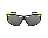 Nike Grey with Silver Flash Lens Road Machine Sunglasses, Matte Black/Volt