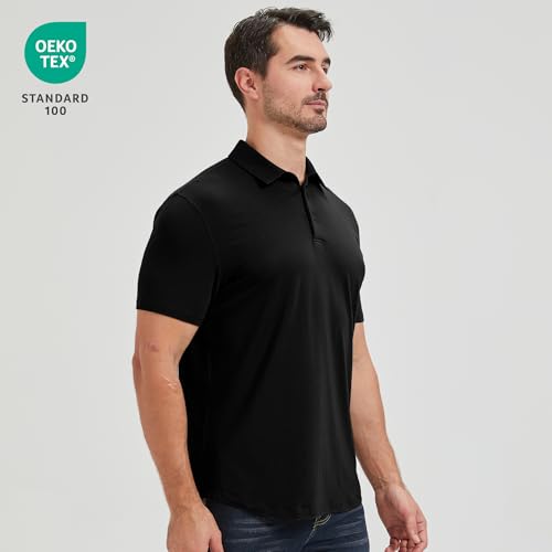 netdraw Mens Lightweight Bamboo Viscose Polo Ultra Soft Curved Hem UPF 50+ Casual Collared Golf Shirt2