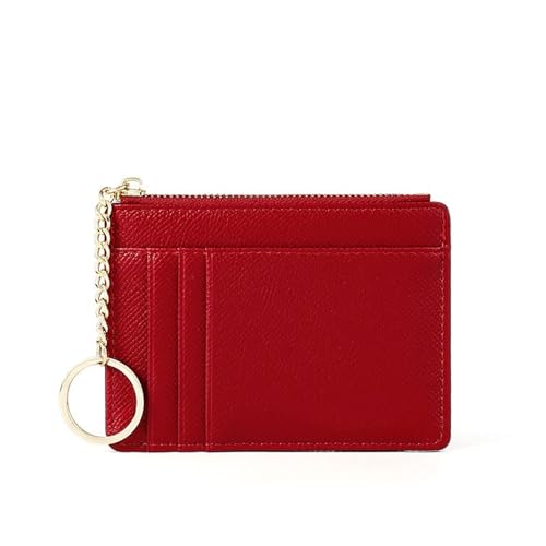 Women's Wallet Zipper PU Leather Coin Purse Small Wallet (Gray) - Compact Travel Wallet with Multiple Compartments for Cards, Coins, and Cash(Red)