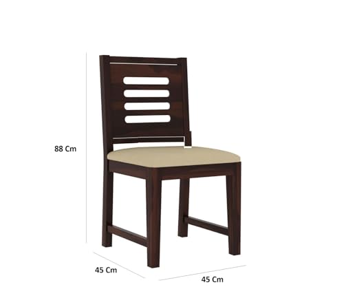 Image of Sheesham Wood Dining Table Set of 4 | Compact 4 Seater Wooden Dining Set for Home & Dining Room | Solid Wood Dining Table with Cushioned Chairs | Dark Walnut Finish