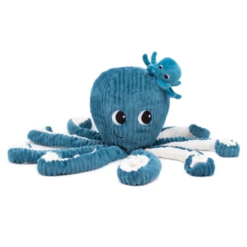 Les PTIPOTOS by Les DEGLINGOS - Peluche Maman Bebe - Toute Douce - Cadeau Naissance - FILOU LA Pieuvre Maman & Bebe - 45CM - Bleu