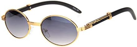 SA106 Retro Art Nouveau Vintage Style Small Oval Metal Frame Sunglasses (Oval Gold Smoke, 49)