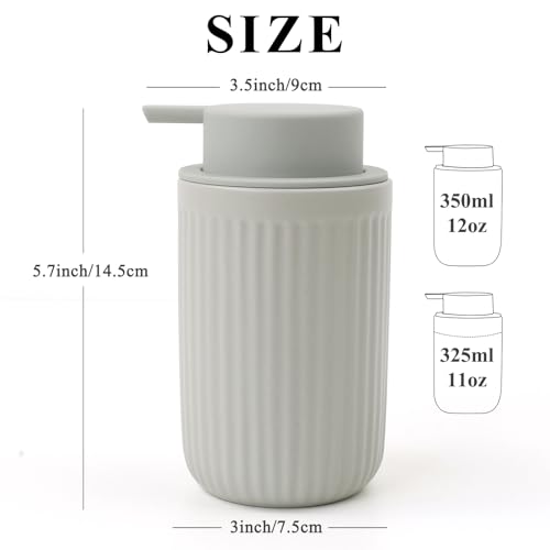 Image of BosilunLife Grey Soap Dispenser Set - 2 Pack 12oz Ceramic Dish Soap Dispenser with Rust Proof Pump for Kitchen, Hand Soap and Lotion Set Suitable for Farmhouse Bathroom Decor