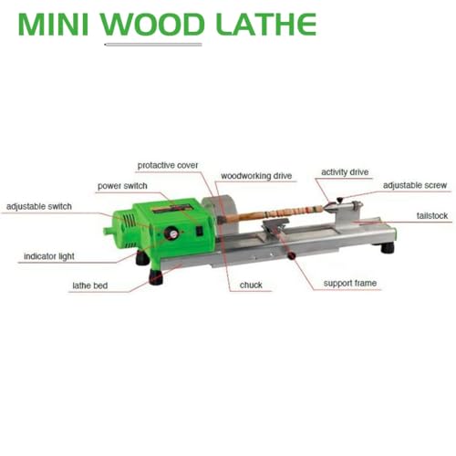 Image of VOLTZ Wood Lathe- 580W Mini Lathe Machine Machining For Table Woodworking Wood Diy Tool Lathe Set Wood Lathe Beads Polisher Machine For Table Woodworking Wood