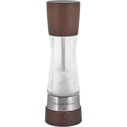 Image of Cole & Mason Derwent Salt Mill - Gourmet Precision Salt Grinder - Refillable Seasoning and Spice Tools - Adjustable Seat, Himalayan and Kosher Salt Grinder Settings - Forest Wood