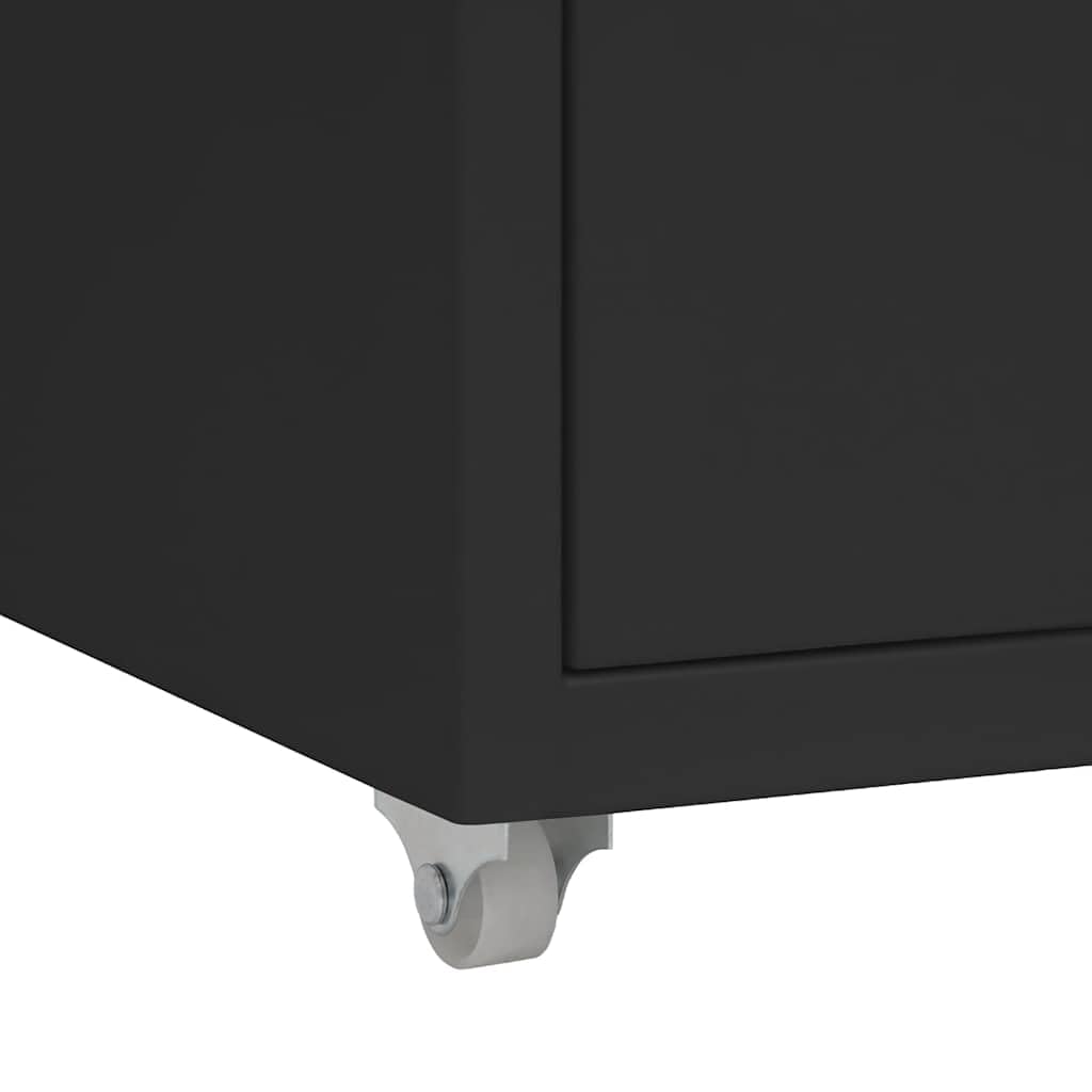 Aktenschrank mit 5 Schubladen Schwarz Rollcontainer aus Metall 28 x 41 x 69 cm Büro-Rollschrank für Unterlagen