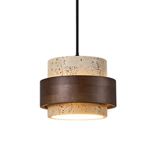 Lampe suspendue cylindrique travertin pour chambre ambiance cocooning