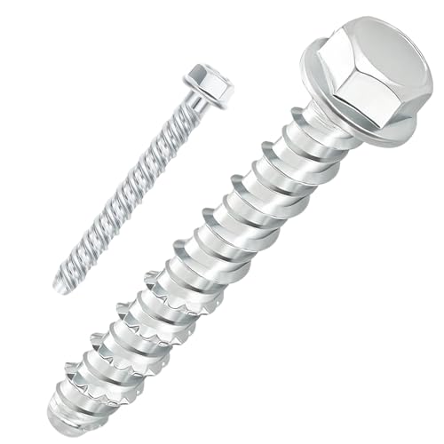 DAIRYCOF Lot de 20 vis à béton à tête hexagonale M10 x 80 mm autotaraudeuses pour mur de briques, utilisation en extérieur sur terrasse, clôture, bois,...