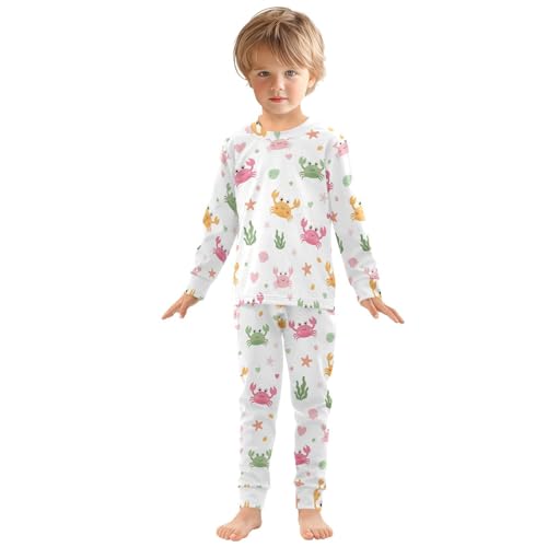 Pajama Sets Long Sleeve Cute Crab Sea Pattern Soft Comfy Sleepwear 2 Piece PJS 3-8T2