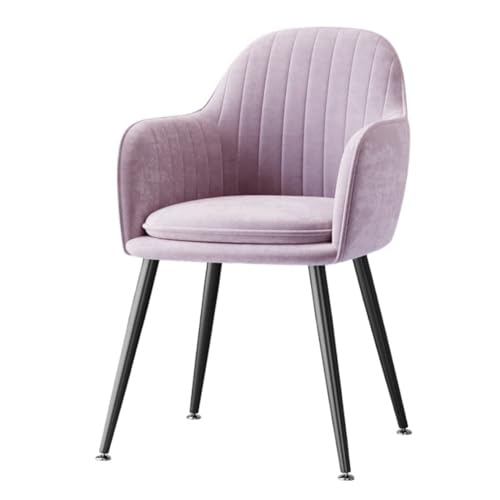 ULOVEJOY ダイニングチェア アームチェア 黒い脚 メイクアップチェア ゴールド脚付き 肘付き ベルベット レジャー 北欧スタイル デスクチェア/コンピュータチェア/オフイスチェア オフィス/カフェバー/ホーム/レストラン用 (パープル[黒脚、枕なし