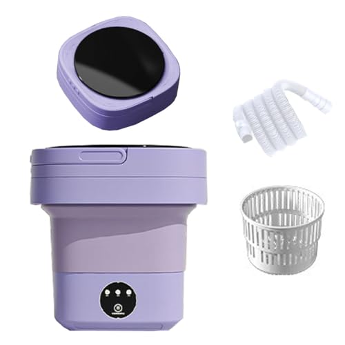 Foldable Travel Washing Machine 12 * 6 * 12in Small Washer 8L Space Saver Portable Washing Machine Clean Laundry Anywhere For Tiny Spaces(Purple)