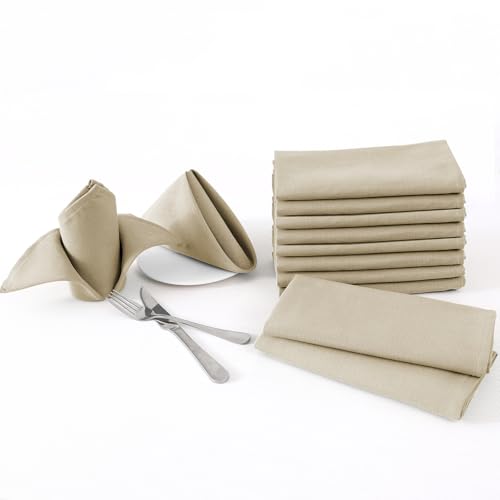H.VERSAILTEX Cloth Napkins Set of 12 (18" X 18") Linen Textured Dinner Napkins Waterproof Extra Soft Thick Durable Reusable Napkins with Hemmed Edges for Dinners, Weddings and Everyday Use, Taupe by H.VERSAILTEX - Image 4