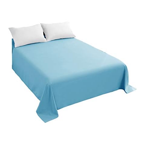 Sfoothome Flat Sheet Only - Soft Brushed Microfiber Fabric - Shrinkage & Fade Resistant Top Sheet - Easy Care - (King, Sky Blue) Cover