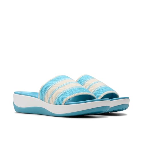 Clarks Clarks Cloudsteppers Women's Arla Hollis Slide Sandal, Light Blue Combi Textile, 9 Medium US