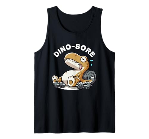 Dinosaurios doloridos Dino Entrenamientos de levantamiento de pesas Citas de gimnasio Gimnasio divertido Camiseta sin Mangas