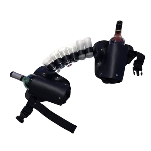 Porte-boisson à la taille - Holster à bière avec ceinture réglable - Ceinture de soda de 100 x 18 cm - Porte-bouteille noir et marron - Cuir + sangle (réglable) - Peut soutenir la boisson - Midendriff