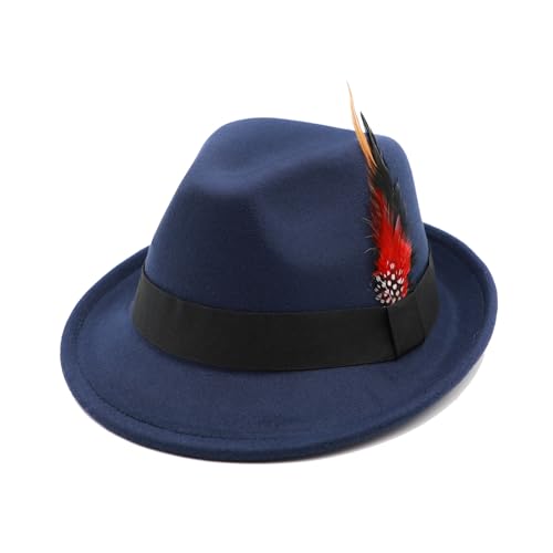 Image of Unisex Trilby Hats Classic Fedora Hats for Women Men Dress Hats Felt Short Brim Fedoras Hat Panama Hat with Band