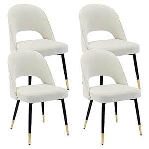 Wahson Velvet Dining Chairs Set of 4 Side Chairs Kitchen Corner Chairs with Metal Legs, Modern Leisure Chairs for Dining Room, Beige