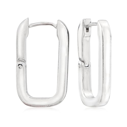 Ross-Simons Italian Sterling Silver Paper Clip Link Hoop Drop Earrings4