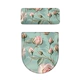 Design Raffiné: Le couvercle de couvercle de toilette et le couvercle protecteur du réservoir de toilette sont conçus avec un fond élastique, qui peut être fermement réglé sur le réservoir pas facile à glisser et peut prévenir efficacement la poussière, les taches et autres dommages aux accessoires de toilette