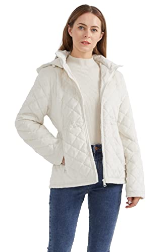 Orolay Women's Casual Hooded Jacket Lightweight Warm Quilted Coat With Pockets White S #TOP28