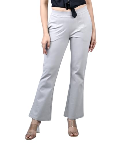 Image of Mlada Bootcut Flare Pants for Women Stretch Cotton Knit Boot Cut Mid Waist Flared Trouser Elastic Waist Band Utility Pockets for Formal Office Work Wear,Travel-Regular /Plus Size
