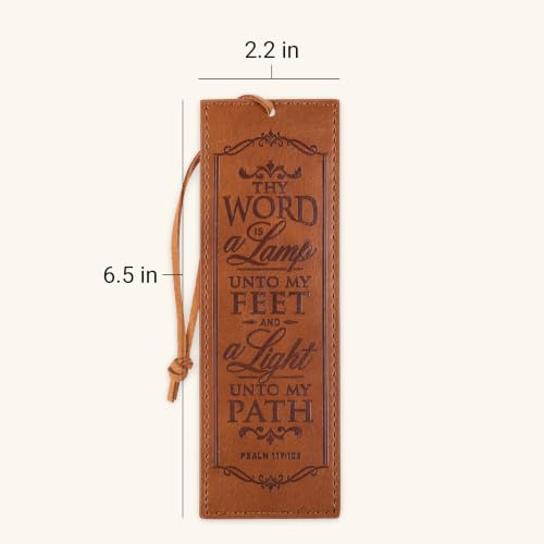 Image of Christian Art Gifts Faux Leather Scripture Bookmark: Thy Word is A Lamp