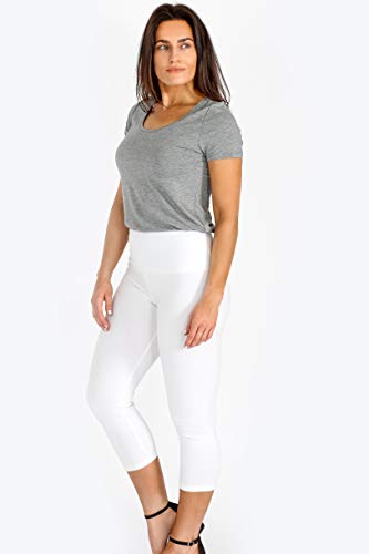 Leggins de algodón y elastano capri premium con control de barriga en Blanco L 6