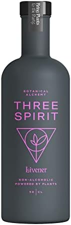 Three Spirit Non-Alcoholic Alternative Spirit- The Livener, 50cl | Energizing with Natural Caffeine, ADAPTOGENS & Watermelon & Ginger | Multi-Award Winning Active botanical, Gluten Free & Vegan Drinks