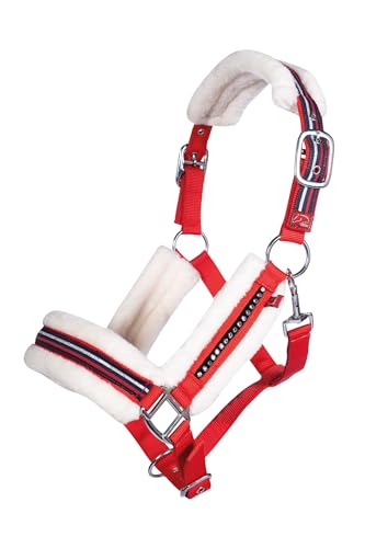 Licol Rouge Poney HKM Equine Sports Style avec bouclerie robuste et finitions soignées