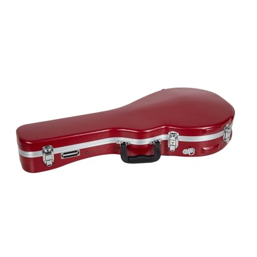 Crossrock A-Style Mandolinenkoffer | ABS-Hartschalenkoffer mit Sicherheitsverschluss, Metallfüßen und abnehmbaren Gurten – Rot (CRA862MARD)