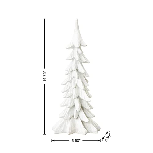 Image of Glitzhome 14.75 inch H Resin Mini Table Tree, Artificial Christmas Trees for Home Standing Ornaments Party Desktop Decoration