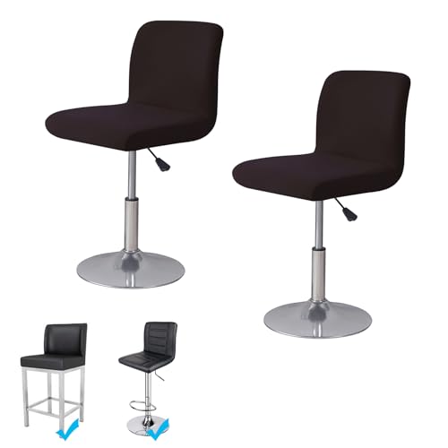 Image of WOMACO Bar Stool Cover with Back Printed Dining Room Square Swivel Barstool Chair Seat Cushion Slipcover for Counter Height Mid Low Back Chair Protector (2, Coffee)