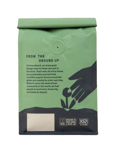 GROUNDWORK Ethiopia Heirloom Blend - Whole Bean Coffee Light Roast - Certified Organic Single Origin Coffee - 12oz (Pack of 1)