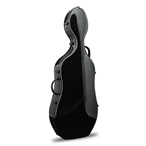 Crossrock Cello Case 4/4 Size, Fiberglass Hard Case with Backpack Straps and Wheels (Black)