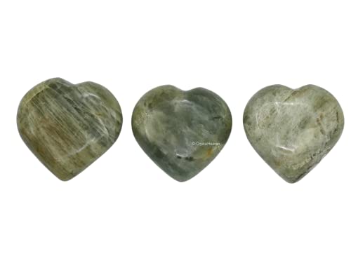 Image of Yellow Aquamarine Crystal Heart Palm Pebbles Stones for Anxiety Stress Relief Massage - AAA Grade Original Healing Gemstone Agate Heart Palm Stone for Yoga Meditation Spiritual