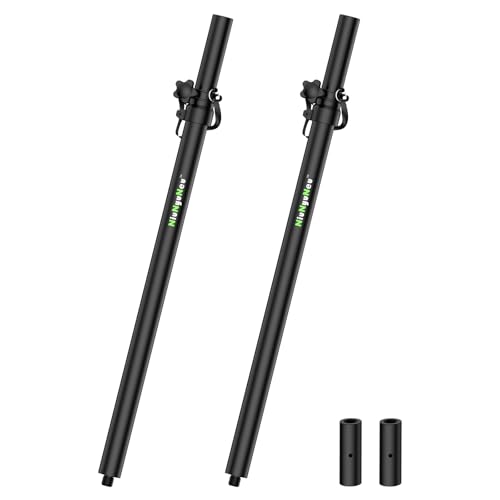 NiuNyuNeu Set of 2 Speaker Poles for Subwoofer 34-52 Height Adjustable Fits M20 Threaded Mount and 35mm Mount Speaker Extender with M20 to 35mm Adapter