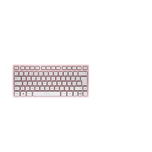 CHERRY KW 7100 Mini BT, Kompakte Multi-Device-Tastatur mit 3 Bluetooth®-Kanälen, Deutsches Layout (QWERTZ), Flaches Design, inkl. Transporttasche, Cherry Blossom