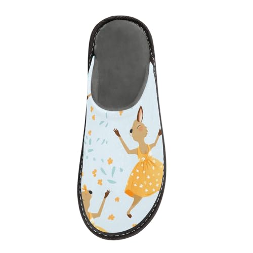 Dancing Kangaroo Fuzzy Slippers Soft Home Bedroom Slippers for Women Men House Shoes3
